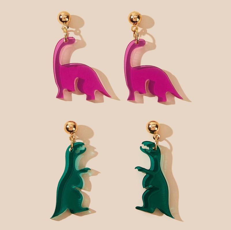 lindo juego de aretes de dinosaurio transparente nihaojewelry