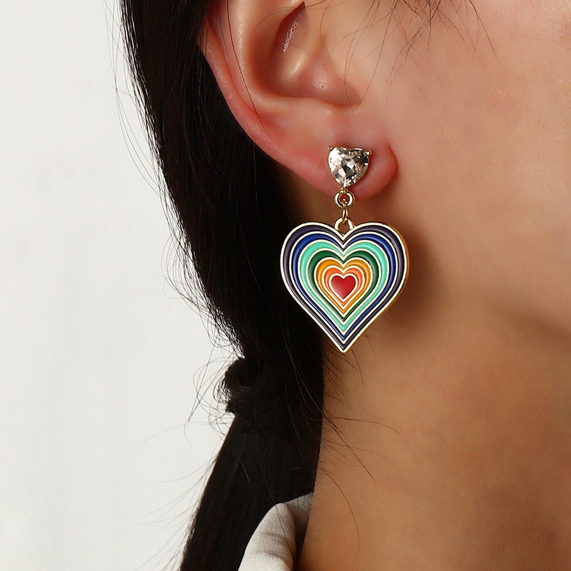 rainbow love earrings NHNZ359386
