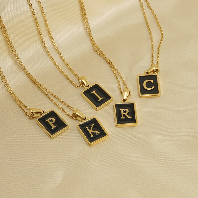 letter stainless steel titanium necklace NH10075956
