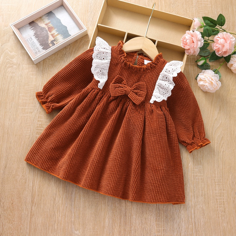 solid color polyester girls dress NH10035459