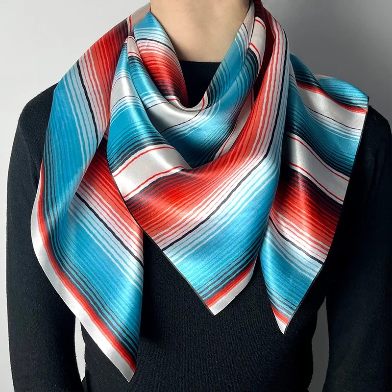 Womens Fashion Stripe satin Print scarf NH10130766