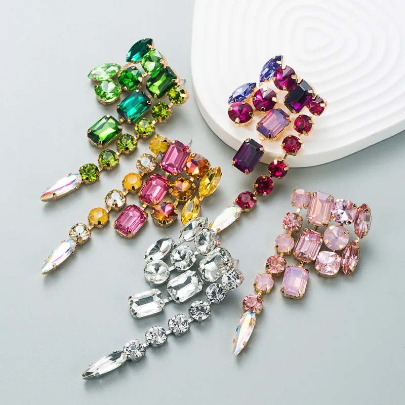 moda brillante aleación con incrustaciones de diamantes de cristal pendientes NHLN697649