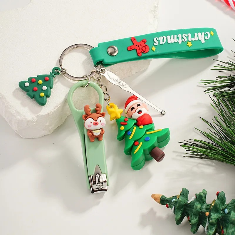 Cute Christmas Tree Santa Claus PVC Christmas Unisex Keychain