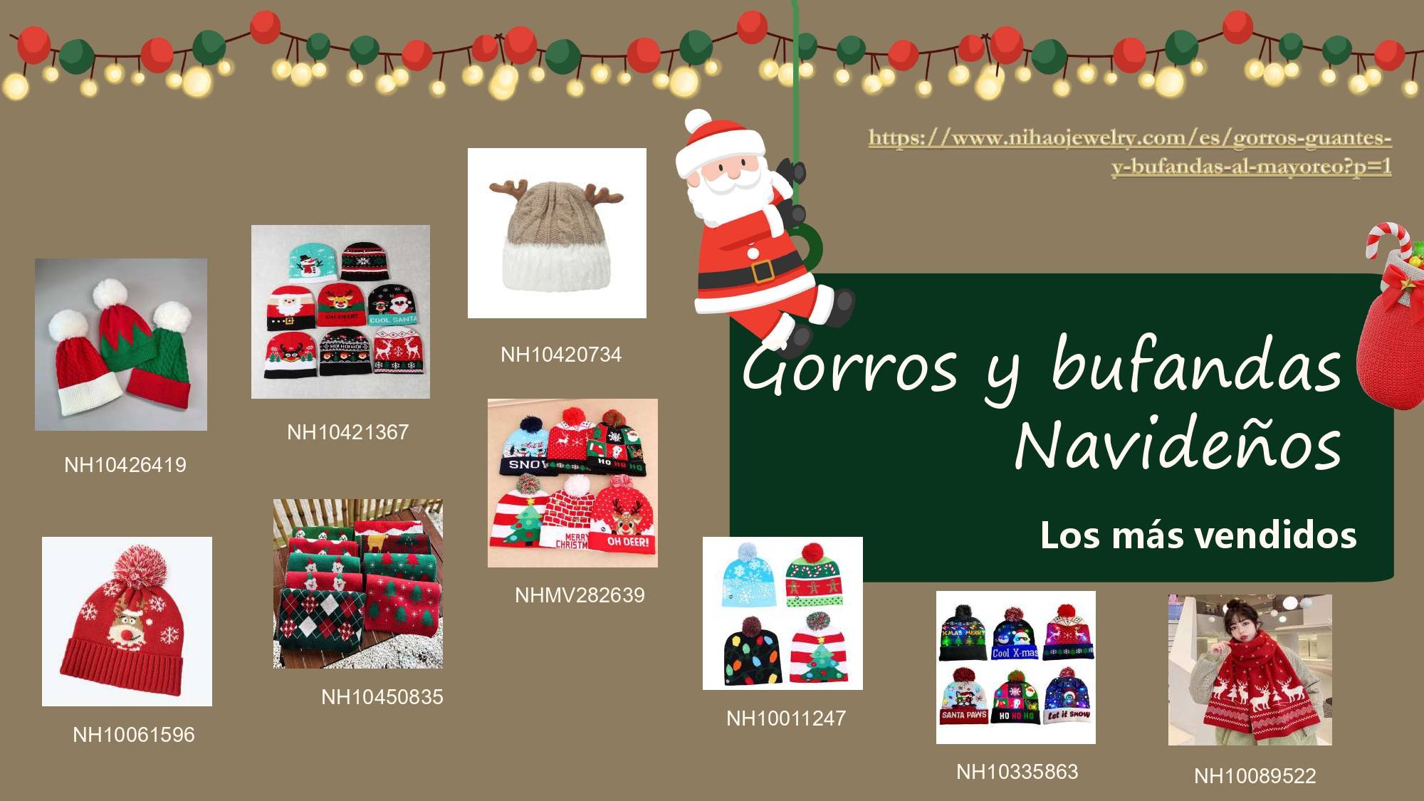 Mantente abrigado y elegante con la colección de gorros y bufandas de Navidad. 