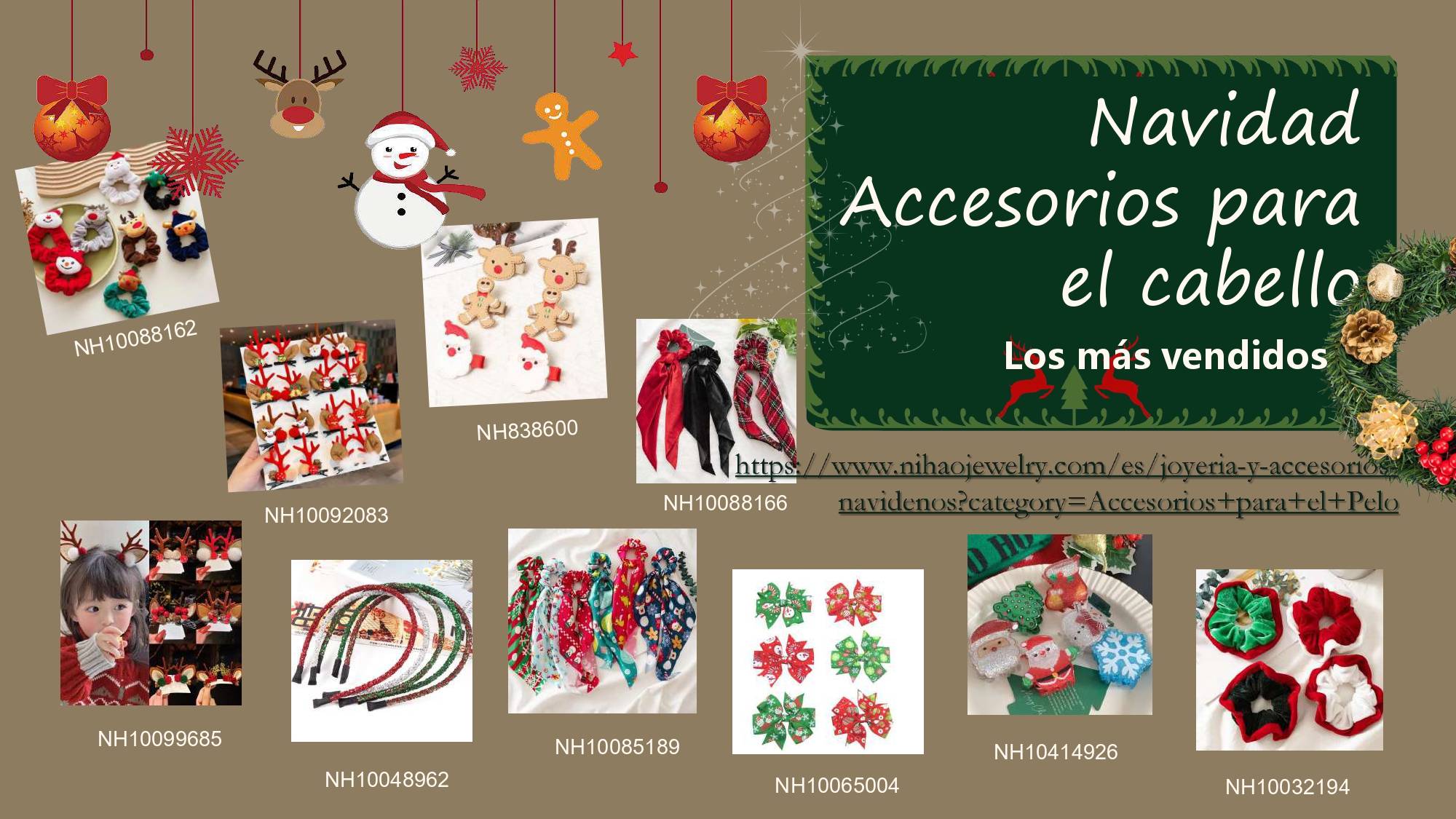 la colección Tendencias navideñas 2024 Accesorios navideños para el cabello de Nihaojewelry