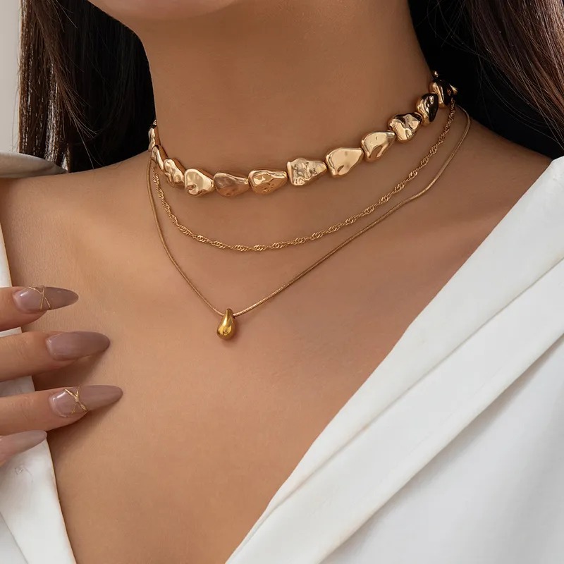 Joyas de moda: Punk Estilo Simple Geométrico Gotitas De Agua Aleación Cobre Collar  