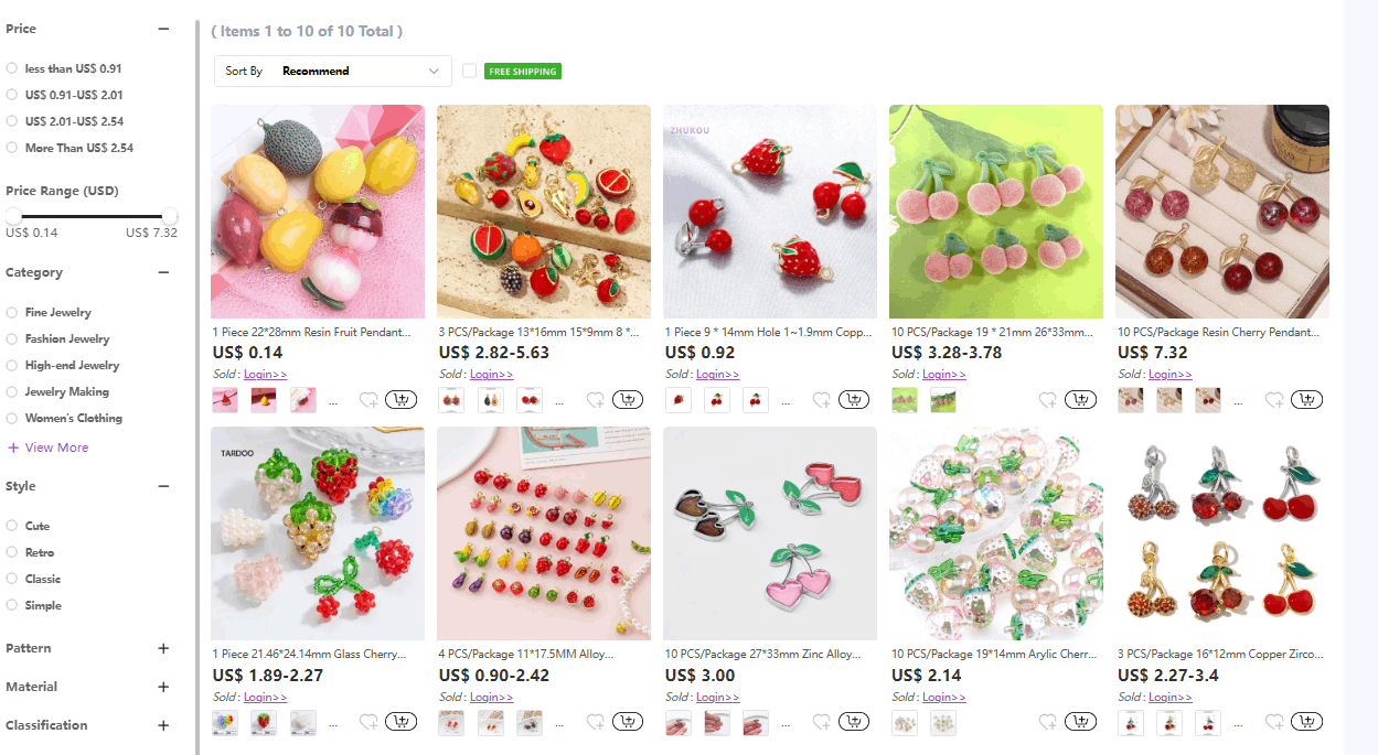 Colección de joyas baratas de nuevo diseño 2025-Dijes y cuentas de frutas