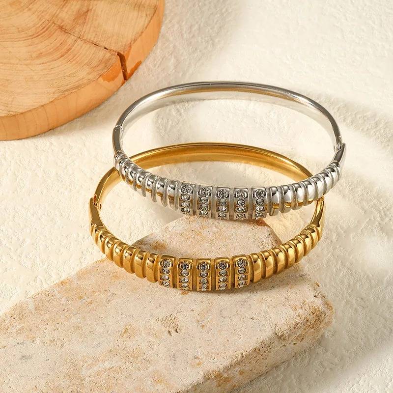 Acero Titanio Chapados En Oro De 18K Brazalete