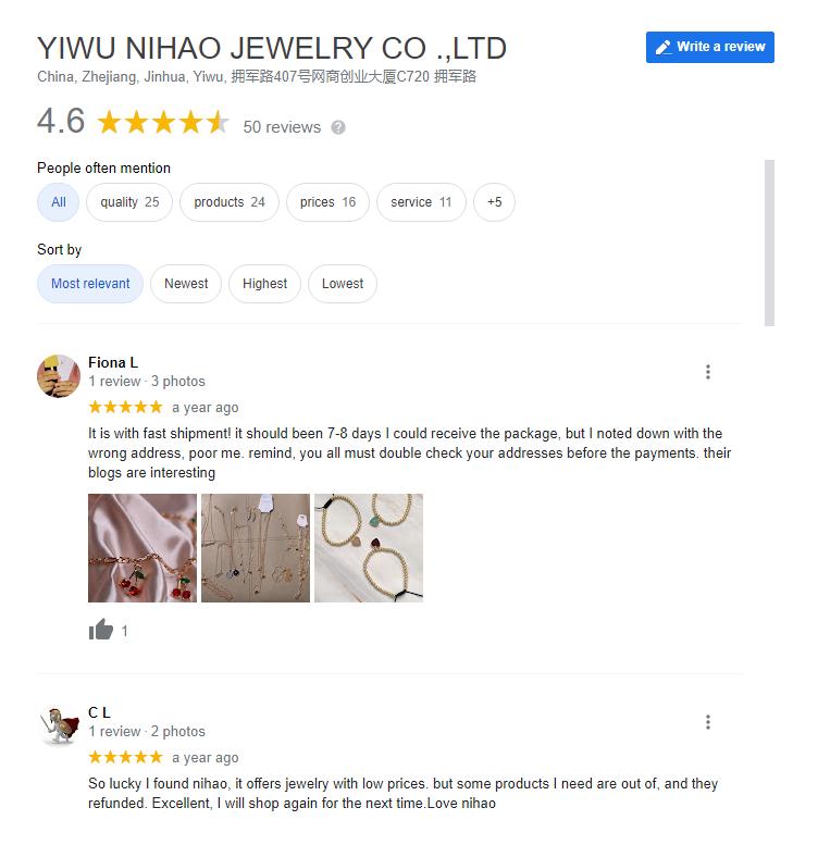 avis Nihaojewelry en google