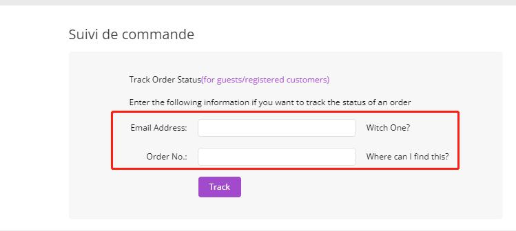 order tracking page pc
