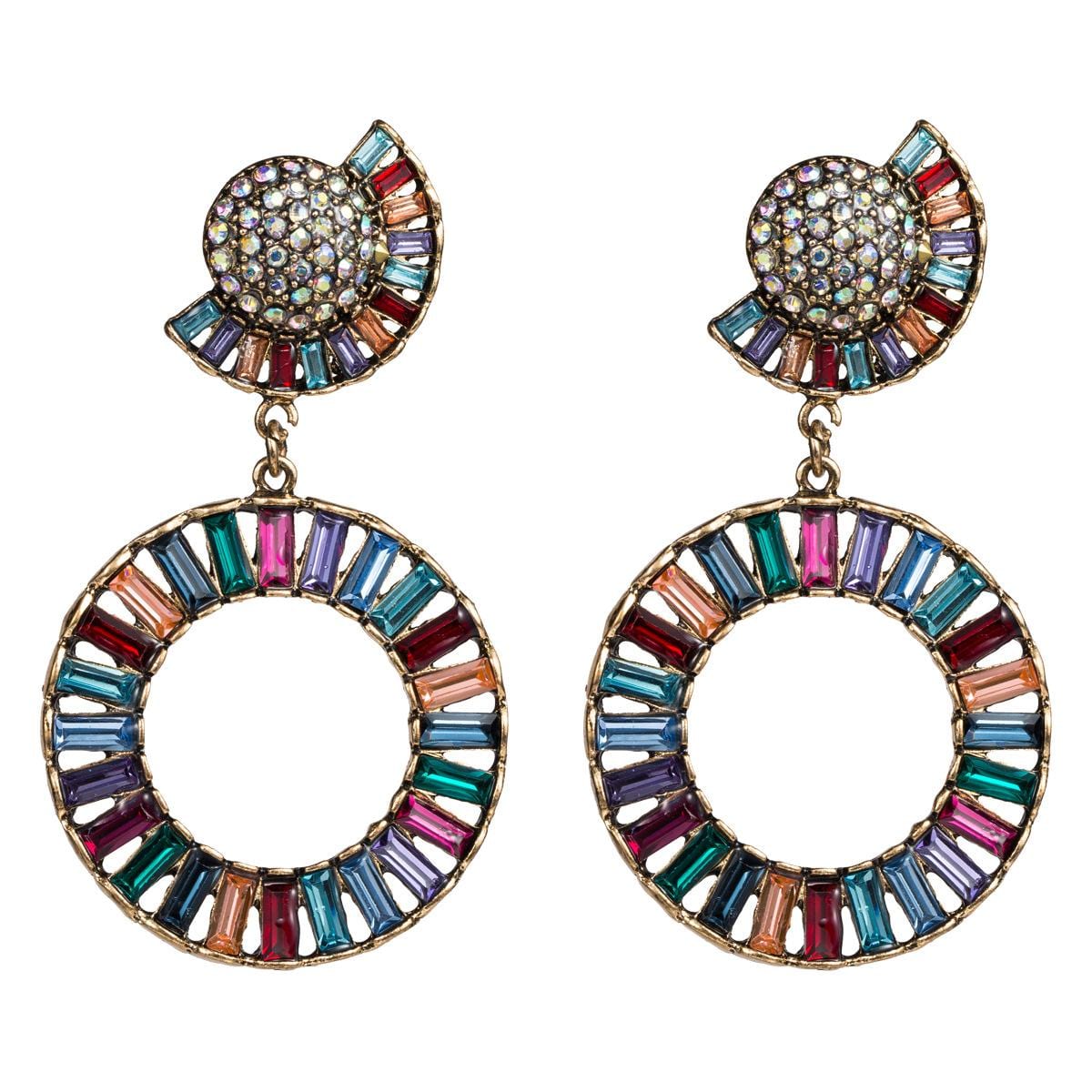Exaggerated half-moon ring acrylic diamond earrings 