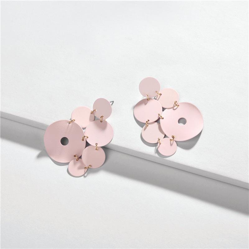 Round color paint multi-layer geometry female earrings 