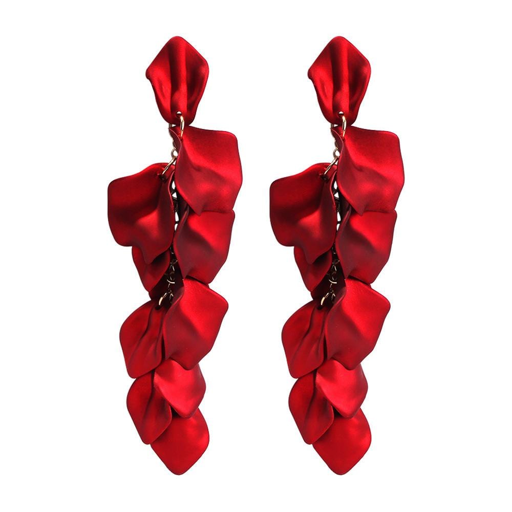 Fashion Sexy Red Resin Petals Earrings