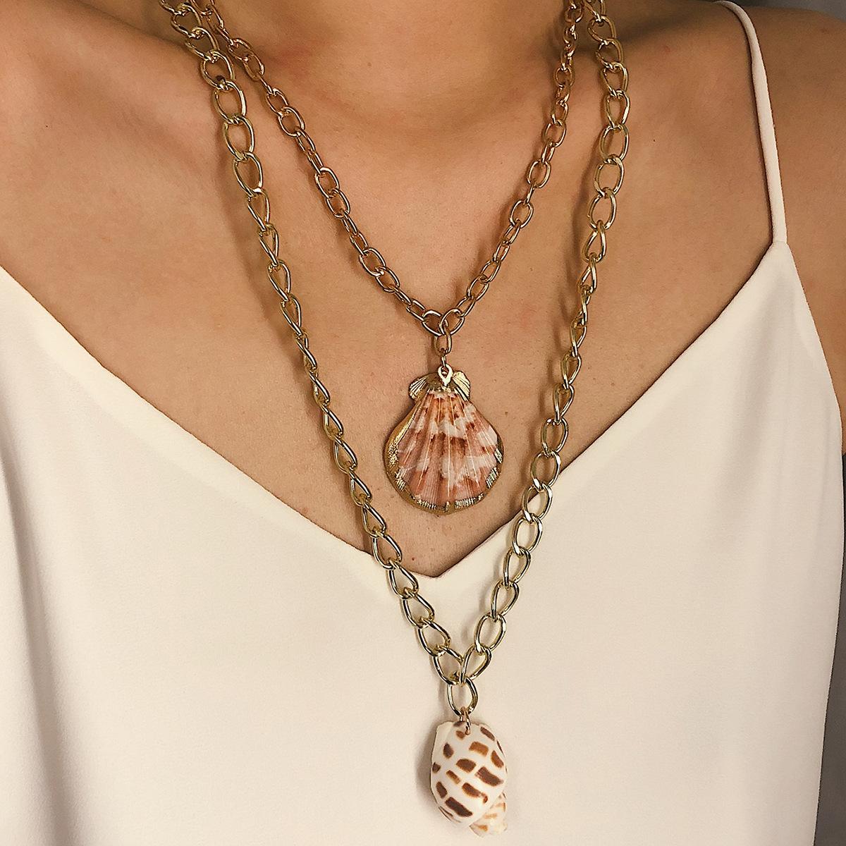 Creative beach shell double layer Necklaces