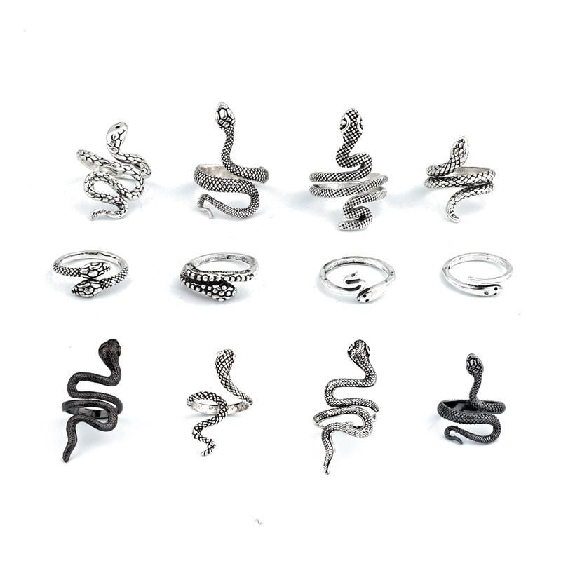 silver boho snake rings