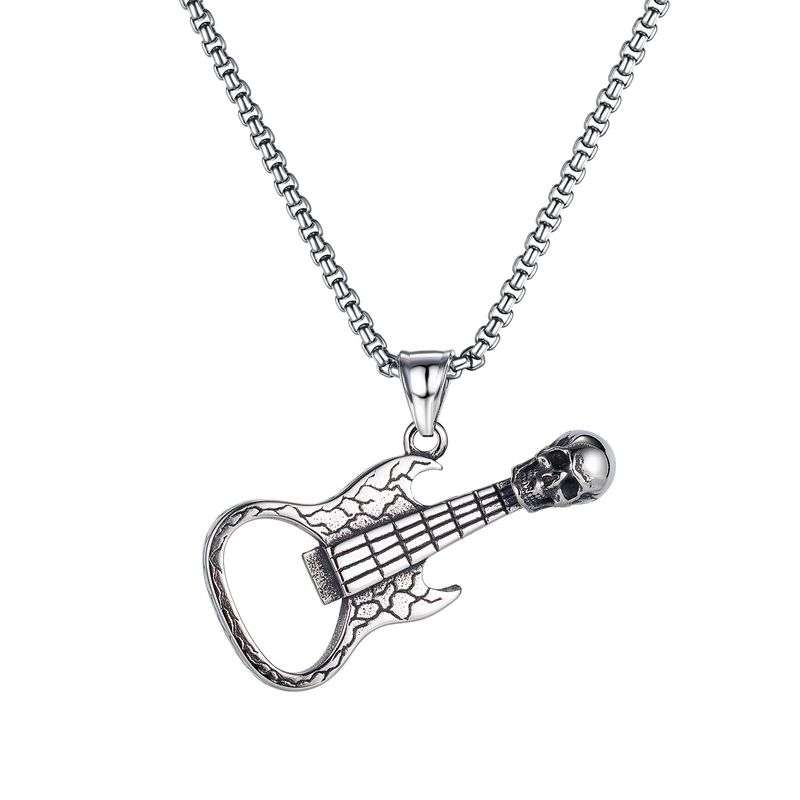 guitar shaped titanium steel neclace for men as a new year gift