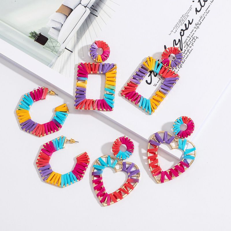3 sets of colorful earrings with geometric shapes for new year wear