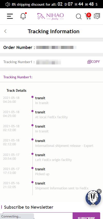 tracking info mobile site