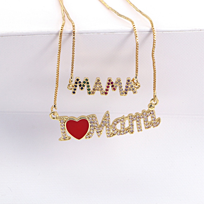 inlaid zircon letter mother necklace NHWEI695376