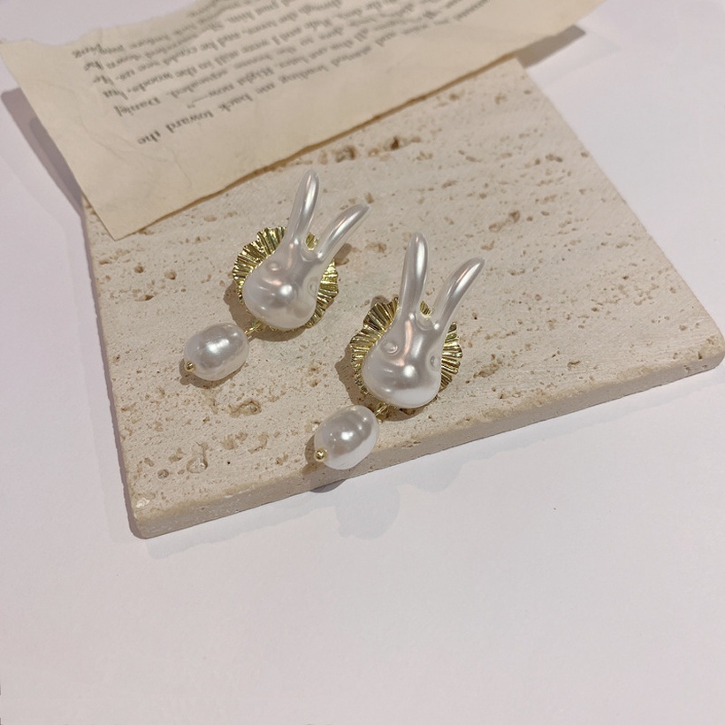 pearl bunny earrings NHENY656439