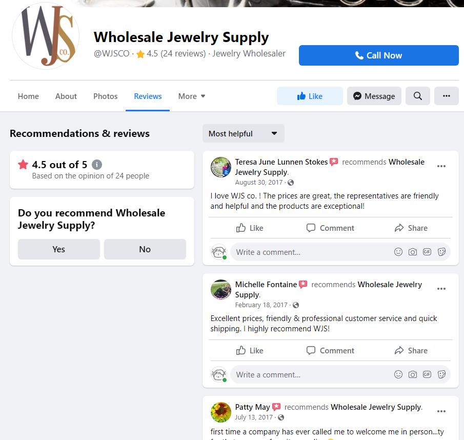 wholesale jewelry supply reviews on facebook