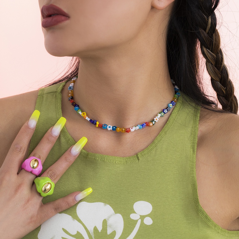 colorful beaded necklace y2k jewelry NHXR699895