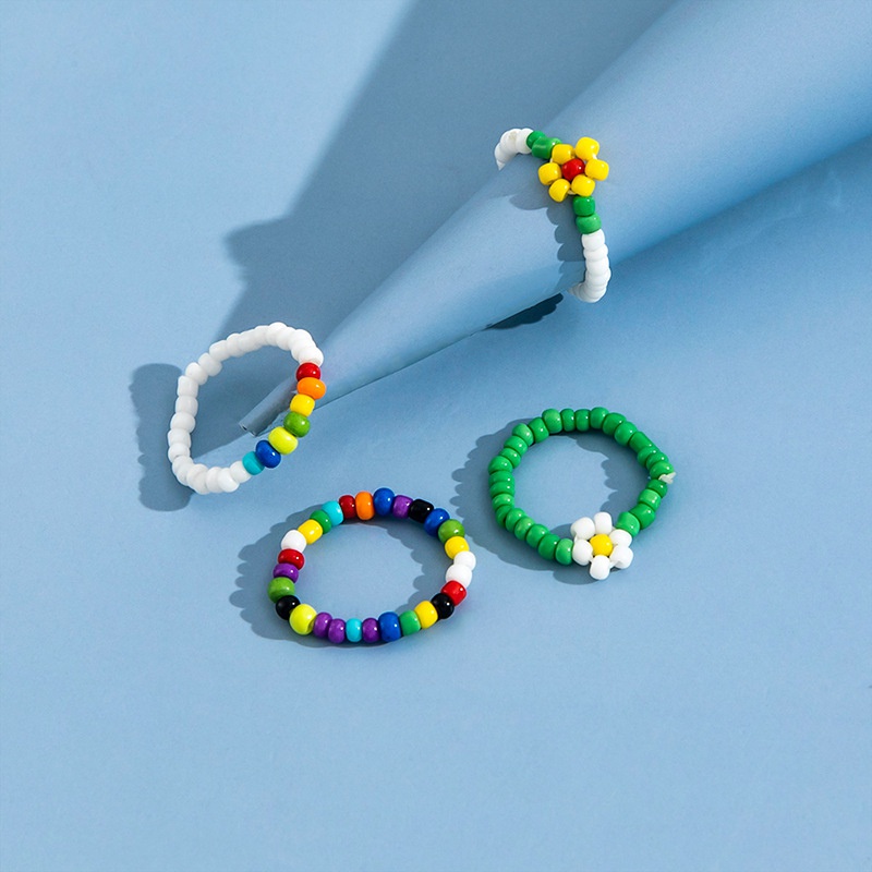 Nihaojewelry new arrival colorful beaded ring set NH827179
