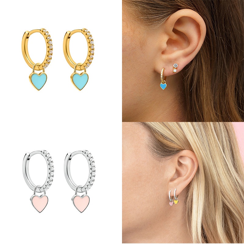 heart copper enamel earrings NH10048654