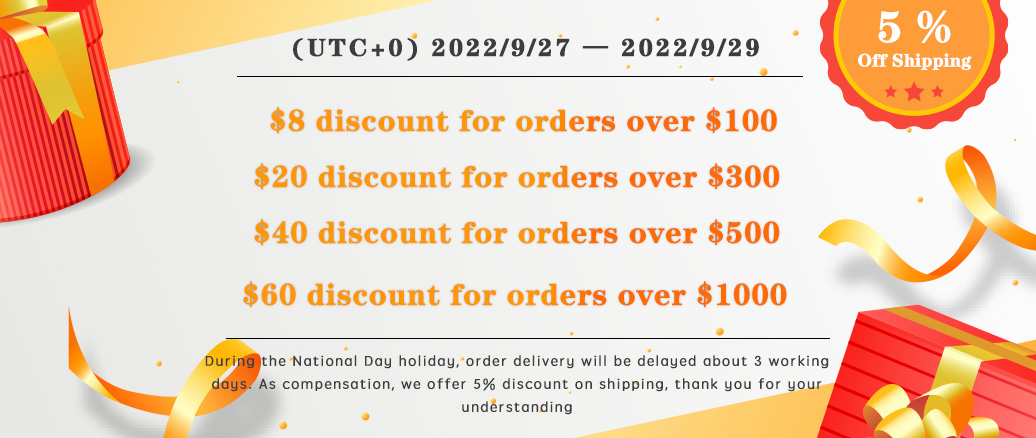 Nihao shipping discount from Sep 27 to Sep 29