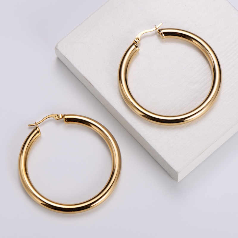 simple stainless steel hoop earrings NHON481797