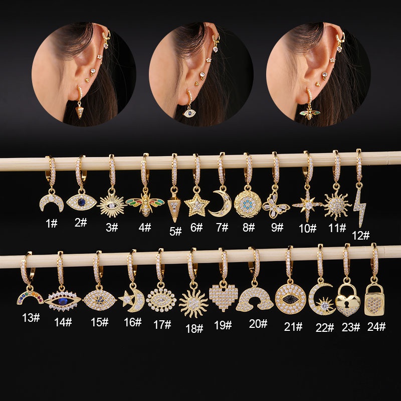zircon stainless steel earrings NHEN377022