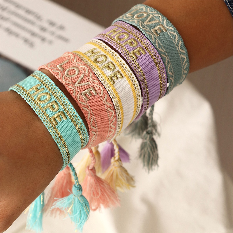 emboidery love tassel bracelets NHNZ469590