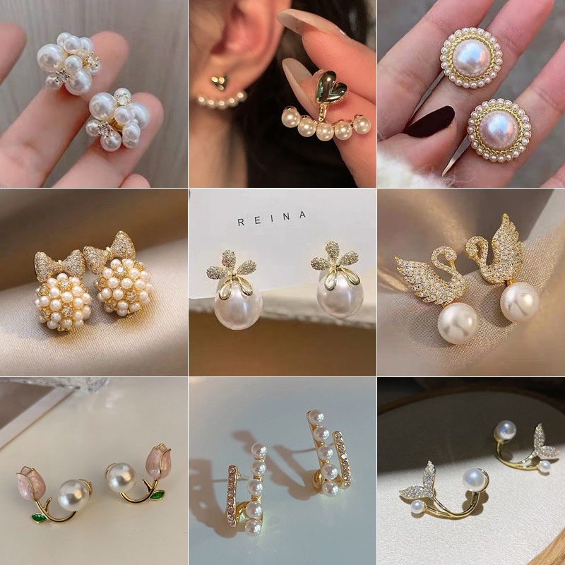 pearl rhinestone earrings NH10081268