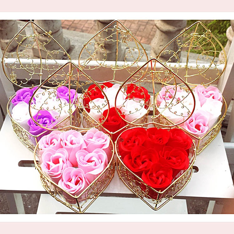6 iron basket rose soap flower NHPER601317