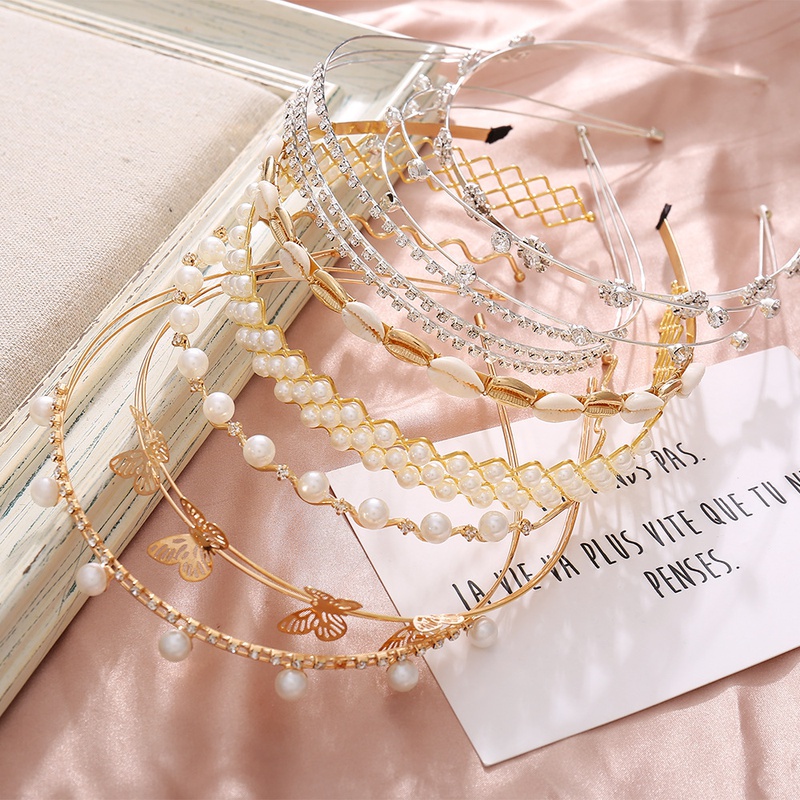 butterfly phinestone pearl headband NH10051145