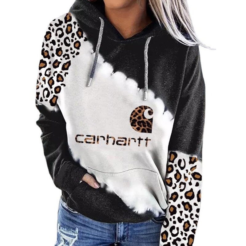 leopard polyester hoodie NH10108857