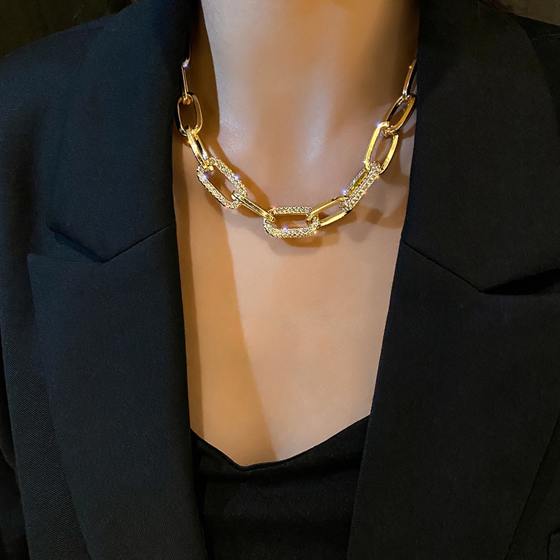 rhinestone womens chain necklace NH10129454