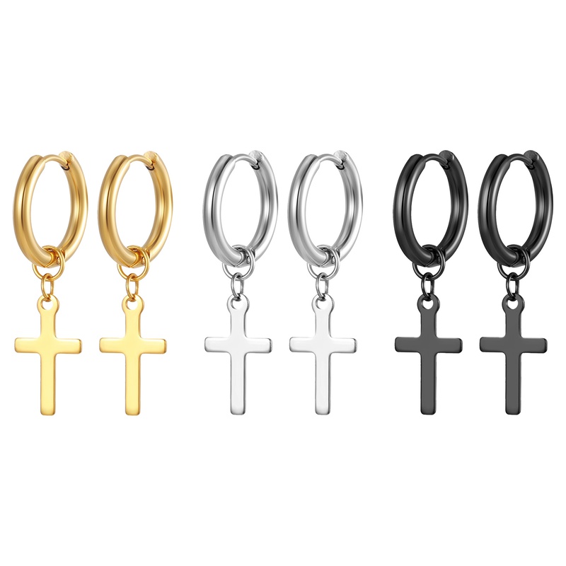 simple cross dangling earrings NH10115575