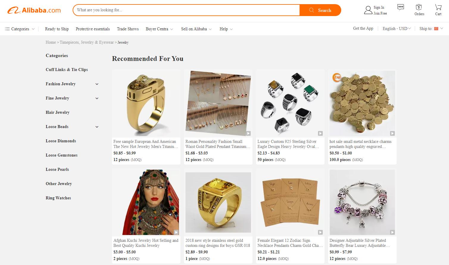 alibaba jewelry website