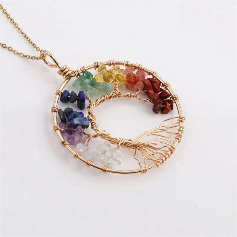 fashion colorful tree of life necklace pendant NHYL431889