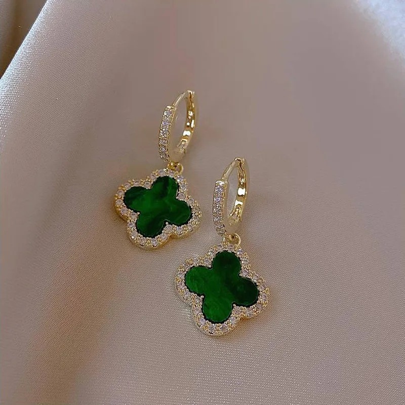 Green Clover Ear Hoops For St. Patrick's Day NH10107696