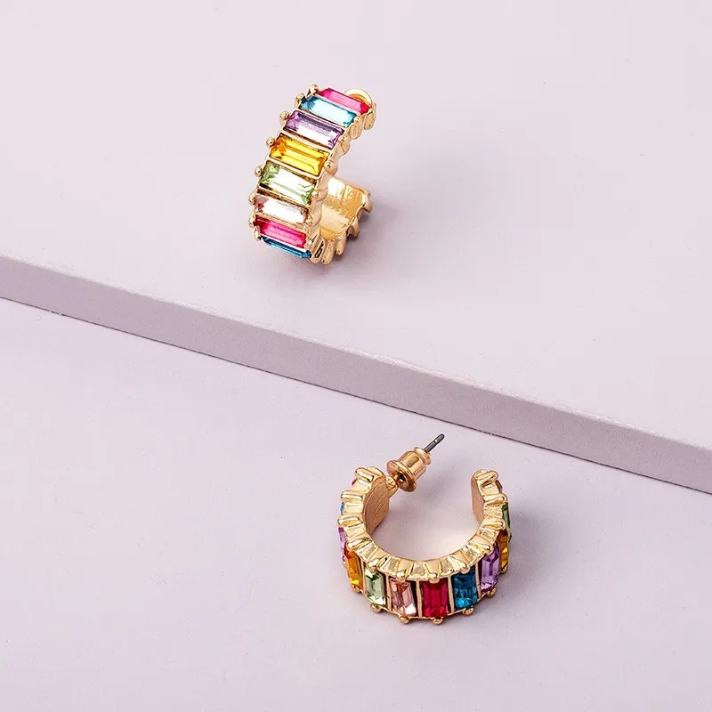 diamond rainbow ring short fashionable earrings NHAI242888