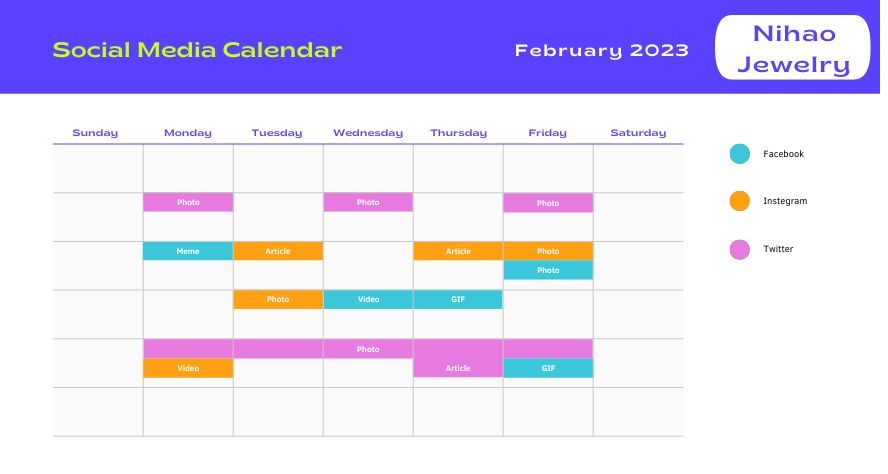 social media calendar sample