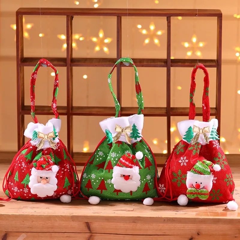 Christmas Cute Christmas Tree Snowman Cloth Daily Festival Gift Bags
