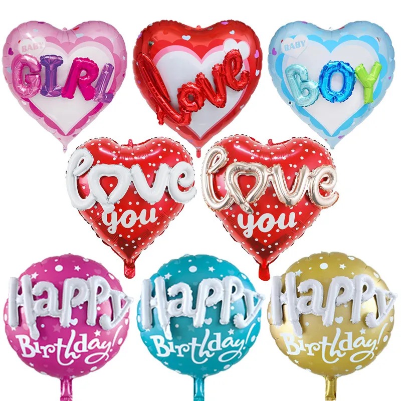 Valentine'S Day Birthday Round Letter Heart Shape Aluminum Film Party Balloons 1 Piece