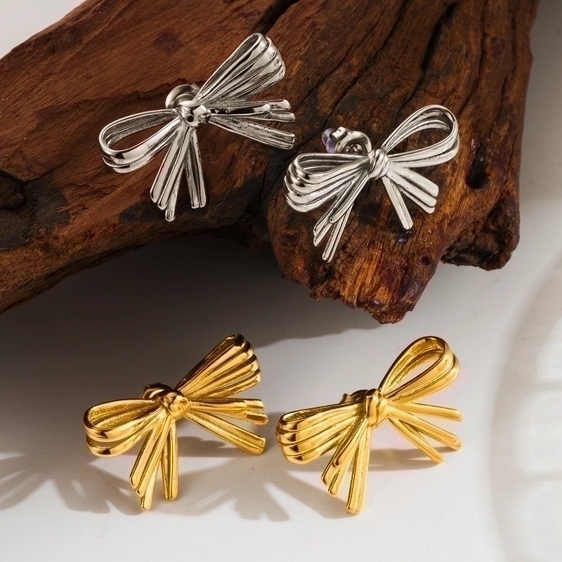 Bow Gold Plated Ear Studs