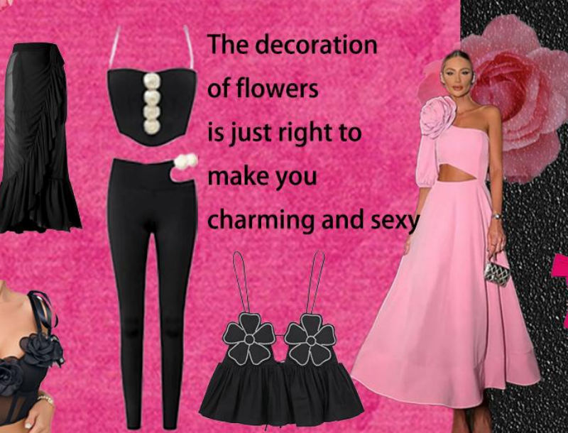 The decoration of flowers is just right to make you charming and sexy.