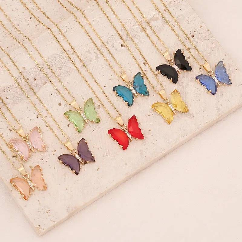 Fairy Style Inlay Butterfly Crystal Necklace