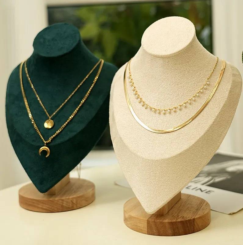 Modern Style Classic Style Human Pu Solid Wood Flannel Patchwork Jewelry Display
