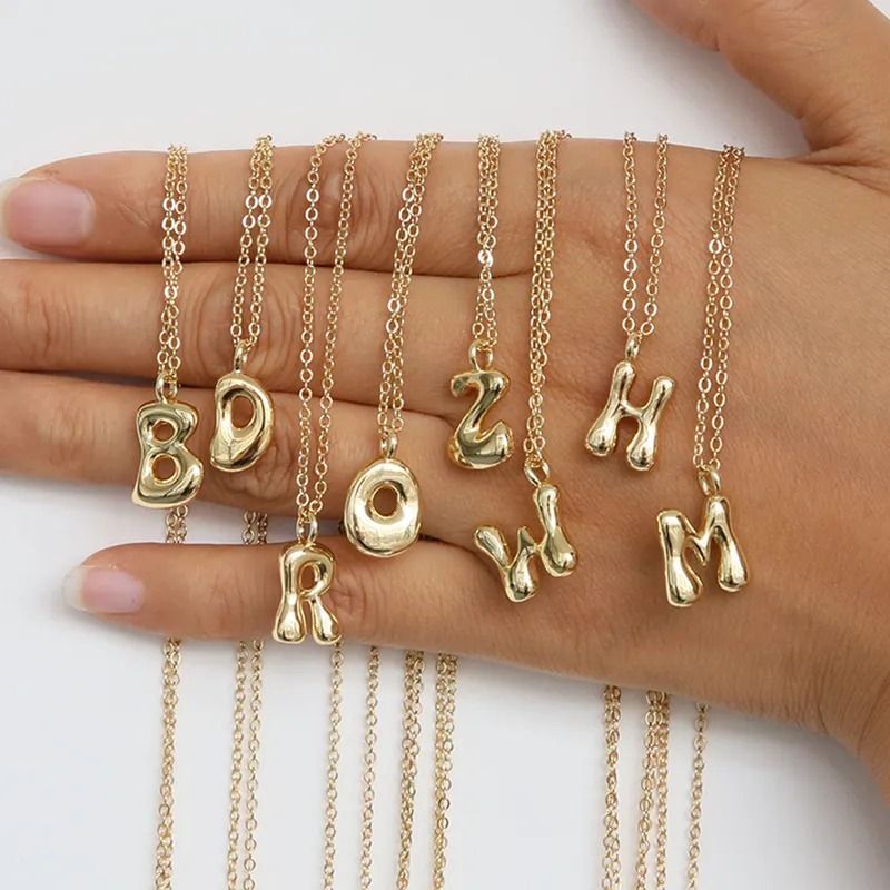 gold plated Brass Letter Pendant Necklace